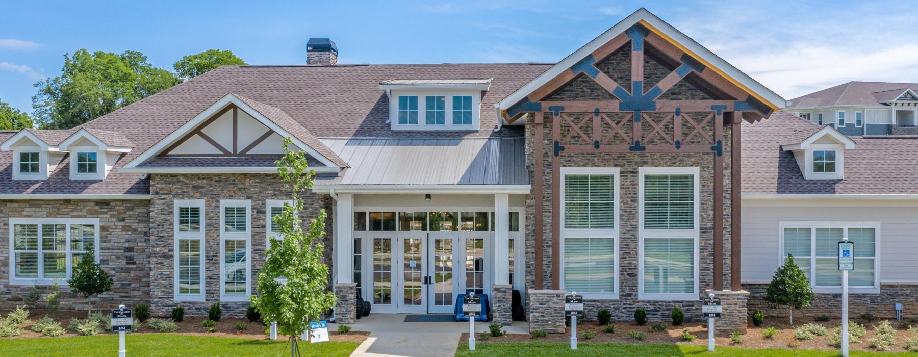 a large building with a parking lot